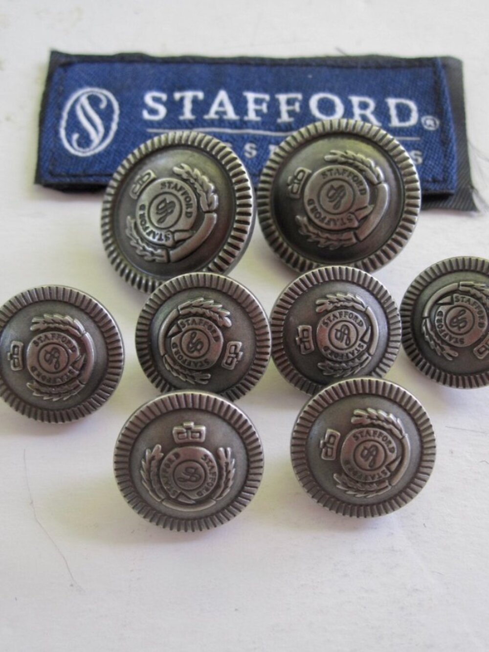 Stafford Gray Pewter S Crest Blazer Replacement Buttons Set of 8